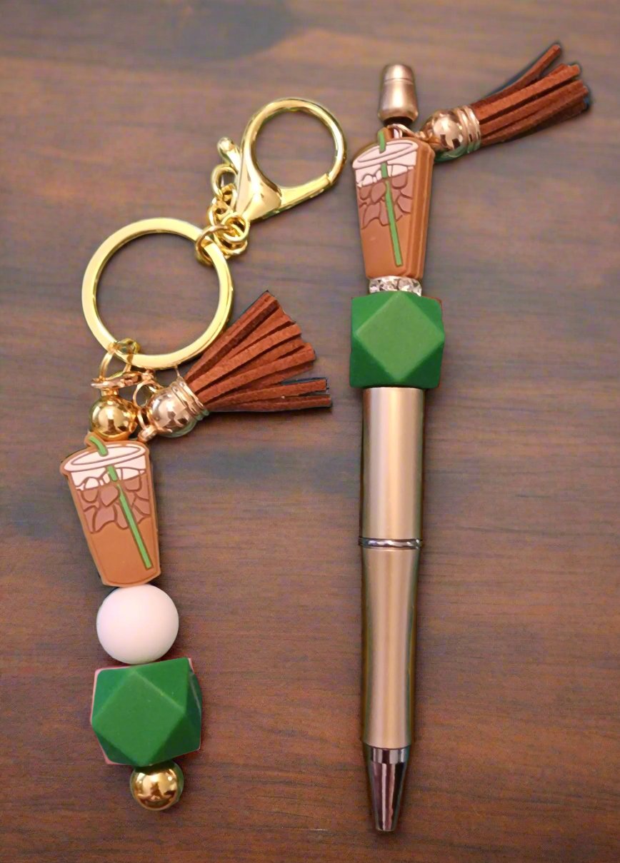 Coffee Time Keychain and Pen Set