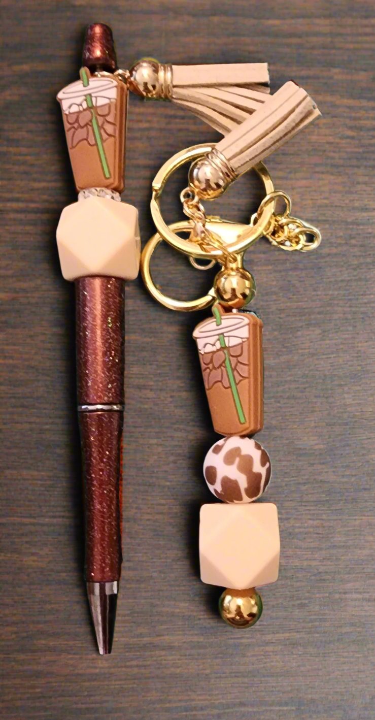 Coffee Time Keychain and Pen Set